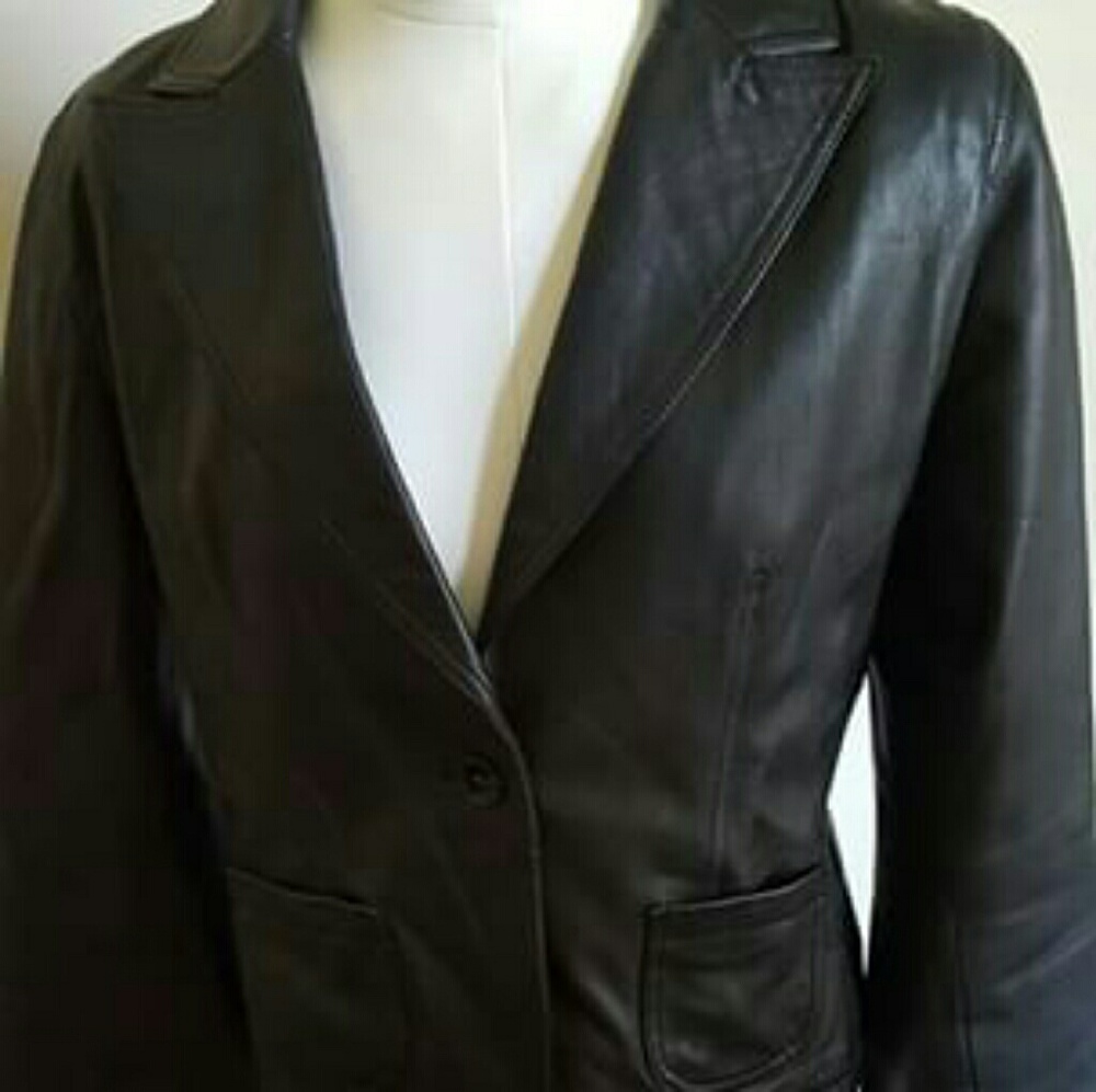 Medium Black Leather (Shell) Lined Jacket/Blazer
